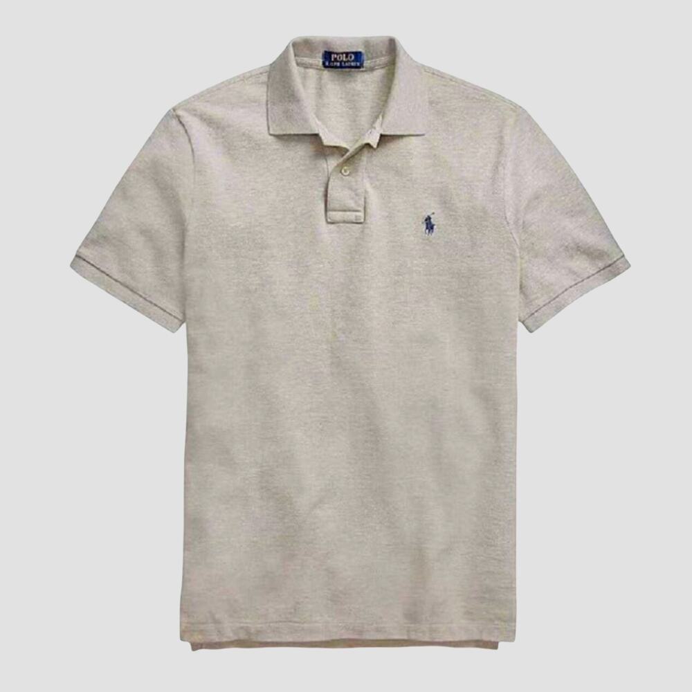 Polo Ralph Lauren Slim Fit Mesh Polo Shirt Short Sleeves Heather Gray Size S